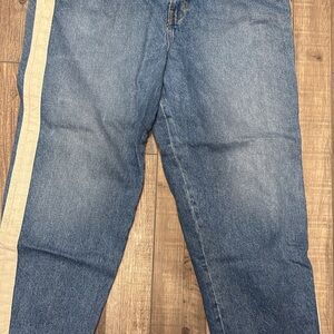 BDG Relaxed Blue Jeans with Cream Stripe